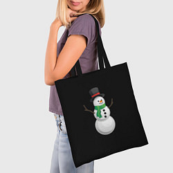 Сумка-шопер Новогодний снеговик с шарфом, цвет: 3D-принт — фото 2