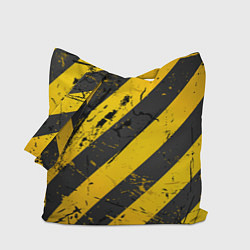 Сумка-шопер WARNING - желто-черные полосы, цвет: 3D-принт