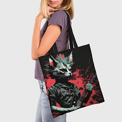 Сумка-шопер Rocker Cat on a black background - C-Cats collecti, цвет: 3D-принт — фото 2