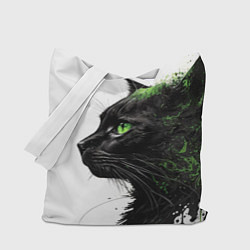 Сумка-шопер Кот с зелеными глазами, цвет: 3D-принт