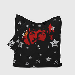 Сумка-шопер Ленин на фоне звезд, цвет: 3D-принт