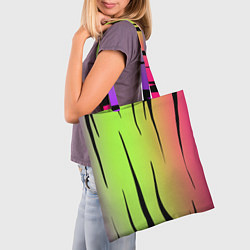Сумка-шопер Звериный принт радуга, цвет: 3D-принт — фото 2