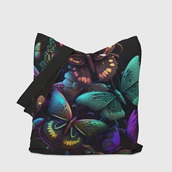 Сумка-шопер Разные неоновые бабочки, цвет: 3D-принт