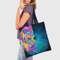 Сумка-шопер Уэнсдей - окно ночной витраж - текстура зерна, цвет: 3D-принт — фото 2