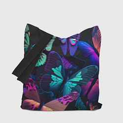 Сумка-шопер Много неоновых бабочек, цвет: 3D-принт
