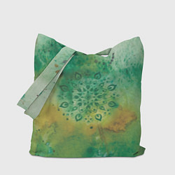 Сумка-шопер Мандала природы, зелёная, исцеление, цвет: 3D-принт