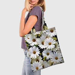 Сумка-шопер Белые цветы ромашки - летний паттерн, цвет: 3D-принт — фото 2