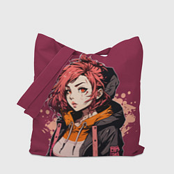 Сумка-шопер Девушка-аниме с рыжими волосами, цвет: 3D-принт