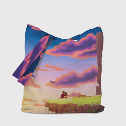 Сумка-шопер Пиксельный пейзаж, цвет: 3D-принт
