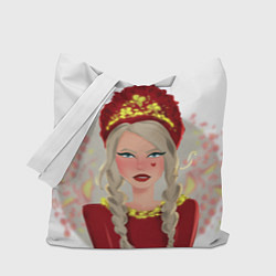 Сумка-шоппер Девушка с косичками в красном кокошнике