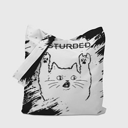 Сумка-шопер Disturbed рок кот на светлом фоне, цвет: 3D-принт