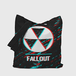 Сумка-шопер Fallout в стиле glitch и баги графики на темном фо, цвет: 3D-принт