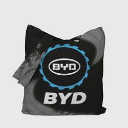 Сумка-шоппер BYD в стиле Top Gear со следами шин на фоне