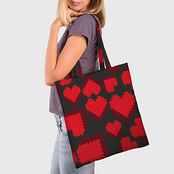 Сумка-шопер Pixel hearts, цвет: 3D-принт — фото 2