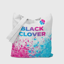 Сумка-шопер Black Clover neon gradient style: символ сверху, цвет: 3D-принт