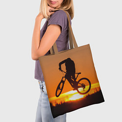 Сумка-шопер Велосипедист на закате, цвет: 3D-принт — фото 2