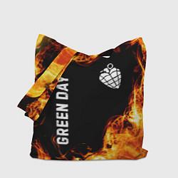 Сумка-шопер Green Day и пылающий огонь, цвет: 3D-принт