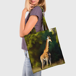 Сумка-шопер Жираф на фоне деревьев, цвет: 3D-принт — фото 2