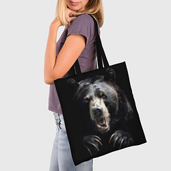 Сумка-шопер Бурый атакующий медведь, цвет: 3D-принт — фото 2