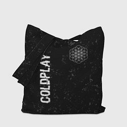 Сумка-шопер Coldplay glitch на темном фоне: надпись, символ, цвет: 3D-принт