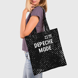 Сумка-шопер Depeche Mode glitch на темном фоне: символ сверху, цвет: 3D-принт — фото 2