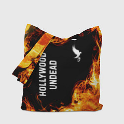Сумка-шопер Hollywood Undead и пылающий огонь, цвет: 3D-принт