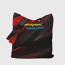 Сумка-шопер Cyberpunk 2077 phantom liberty red black logo, цвет: 3D-принт