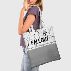 Сумка-шопер Fallout glitch на светлом фоне: символ сверху, цвет: 3D-принт — фото 2