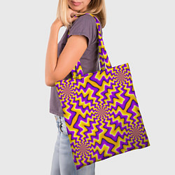 Сумка-шопер Желто-фиолетовая иллюзия вращения, цвет: 3D-принт — фото 2