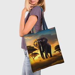Сумка-шопер Слон и рассвет в саванне, цвет: 3D-принт — фото 2