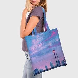 Сумка-шопер Город и красочное небо, цвет: 3D-принт — фото 2