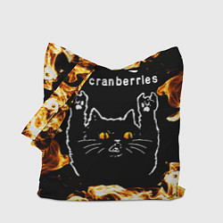 Сумка-шопер The Cranberries рок кот и огонь, цвет: 3D-принт
