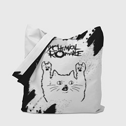 Сумка-шопер My Chemical Romance рок кот на светлом фоне, цвет: 3D-принт