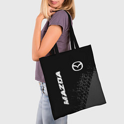 Сумка-шопер Mazda speed на темном фоне со следами шин: надпись, цвет: 3D-принт — фото 2