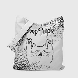 Сумка-шопер Deep Purple рок кот на светлом фоне, цвет: 3D-принт