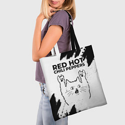 Сумка-шопер Red Hot Chili Peppers рок кот на светлом фоне, цвет: 3D-принт — фото 2