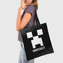 Сумка-шопер Minecraft glitch на темном фоне, цвет: 3D-принт — фото 2