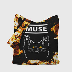 Сумка-шопер Muse рок кот и огонь, цвет: 3D-принт