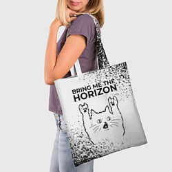 Сумка-шопер Bring Me the Horizon рок кот на светлом фоне, цвет: 3D-принт — фото 2