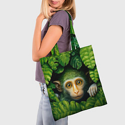 Сумка-шопер Маленькая обезьянка в листьях, цвет: 3D-принт — фото 2