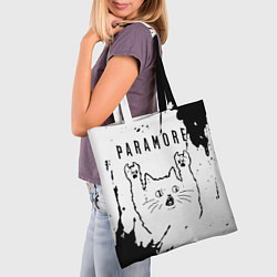 Сумка-шопер Paramore рок кот на светлом фоне, цвет: 3D-принт — фото 2