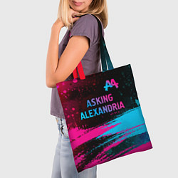 Сумка-шопер Asking Alexandria - neon gradient: символ сверху, цвет: 3D-принт — фото 2