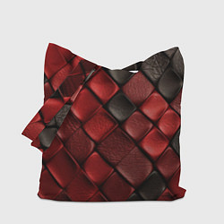 Сумка-шопер Кожаная красно черная текстура, цвет: 3D-принт