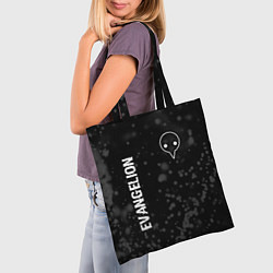 Сумка-шопер Evangelion glitch на темном фоне: надпись, символ, цвет: 3D-принт — фото 2