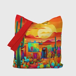 Сумка-шопер Мексиканский янтарный закат в пустыне, цвет: 3D-принт