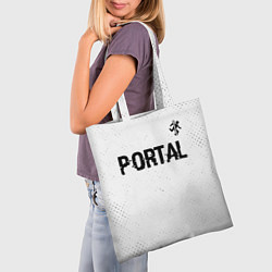 Сумка-шопер Portal glitch на светлом фоне: символ сверху, цвет: 3D-принт — фото 2