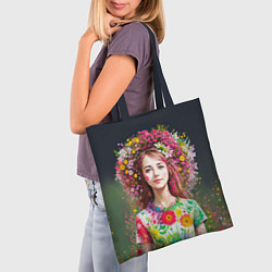 Сумка-шопер Девушка весной в цветах, цвет: 3D-принт — фото 2