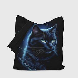 Сумка-шопер Черный кот - брызги воды, цвет: 3D-принт