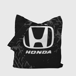 Сумка-шопер Honda speed на темном фоне со следами шин, цвет: 3D-принт