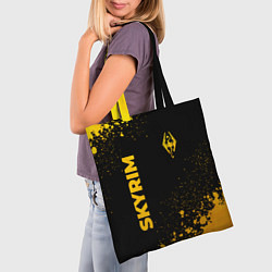 Сумка-шопер Skyrim - gold gradient: надпись, символ, цвет: 3D-принт — фото 2